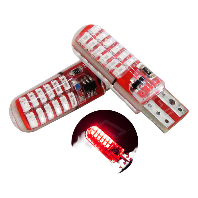 Par De Focos De Pellizco 24 Leds Smd T10 Gel Luz Estrobo 12v