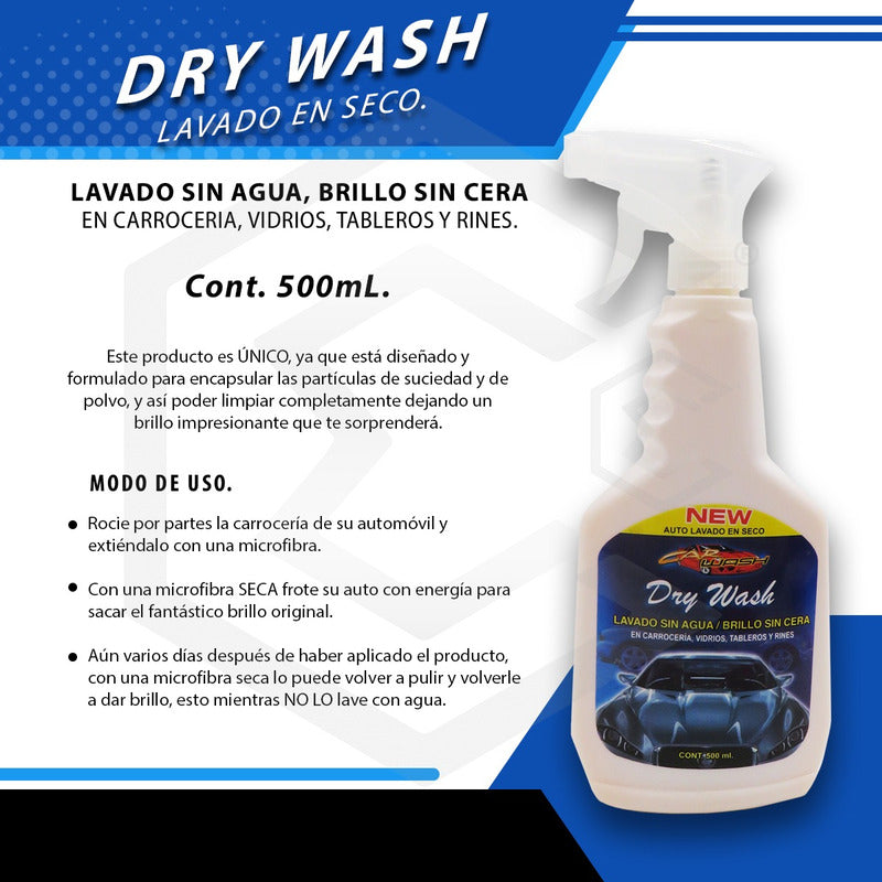 2 Dry Wash Lavado En Seco Carroceria Vidrios Tablero Rines