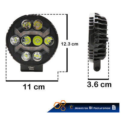 Par De Faros 17 Leds Redondo Bicolor Fijo Secuencial 12-24v