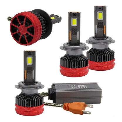 2 Focos H7 12 Leds Csp Bicolor Ventilador Alta Baja 14,000lm H7