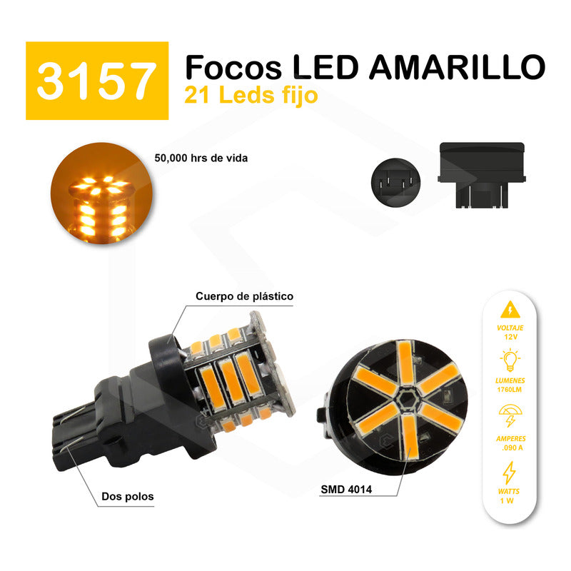 2 Focos 3157 1156 1157 7440 7443 1176 21 Leds Fijo Par Focos