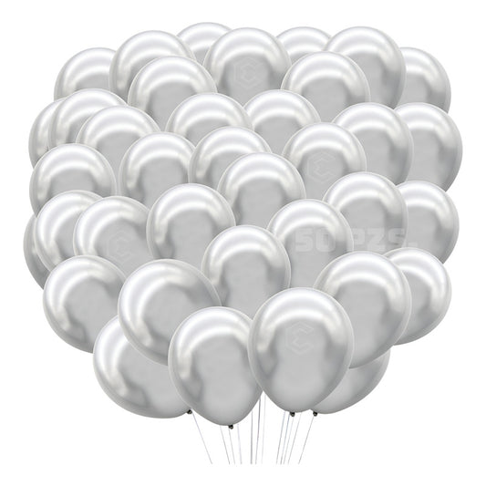 Bolsa 100 Globos Plata Metalizado #5 Fiestas Y Bodas Latex Plata