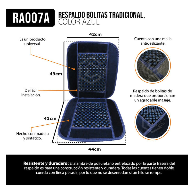 Respaldo Universal Asiento Bolitas De Madera Color A Elegir