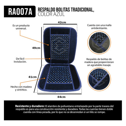Respaldo Universal Asiento Bolitas De Madera Color A Elegir