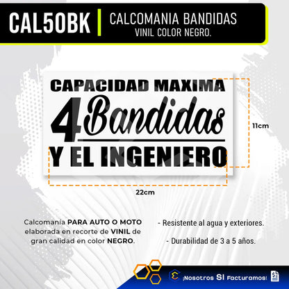 Calcomanía 4 Bandida Y El Ingeniero Negro Sticker Vinil 22cm