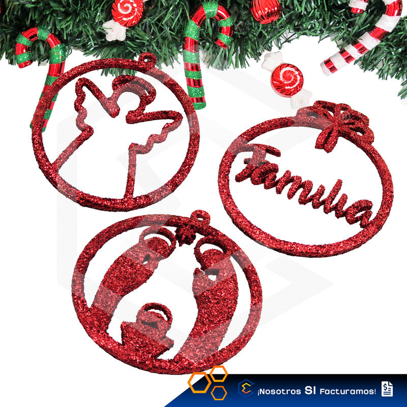 Esferas Navideñas Para Arbol Navidad Diamantina  Kit 10pzas