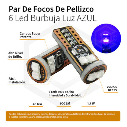 Par De Focos Pellizco 6 Led Burbuja Canbus Super Potente 12v