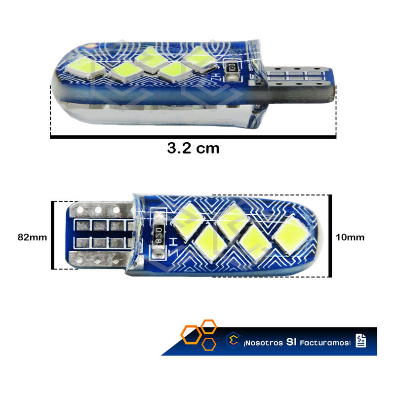Par De Focos De Pellizco T10 10 Leds Smd Silicón Mosaico 12v