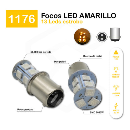 2 Focos 1157 1156 1176 3157 7440 7443 13 Leds  Estrobo 12v