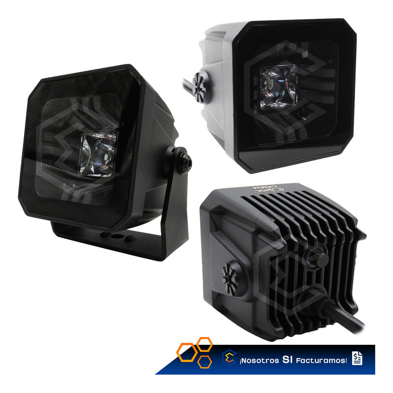 Par De Faros 25 Leds Cuadrado 3 Funciones Rojo 30000lm 9-30v
