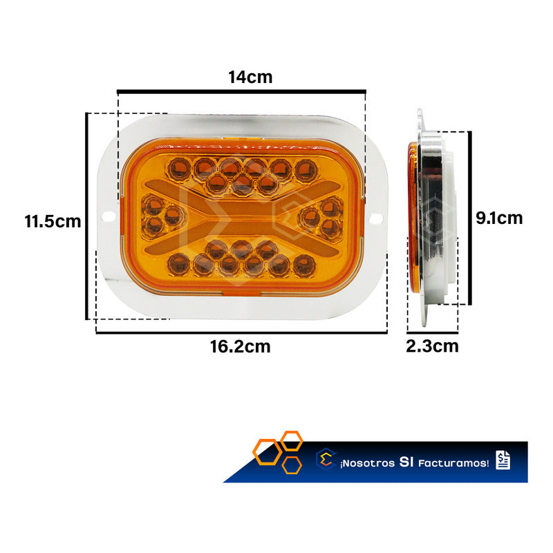 Par De Plafon 24 Leds Rectangular Aro Gel 4 Funciones 12-24v