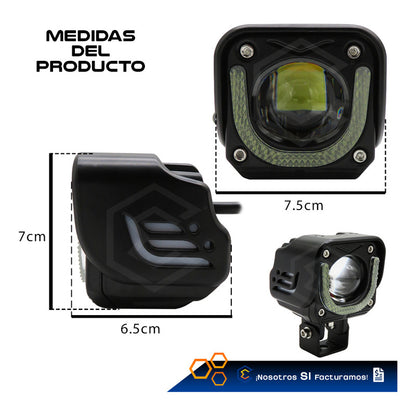Par De Faros 40 Leds Cuadrado Lupa Blanco Ambar Flood 9-30v