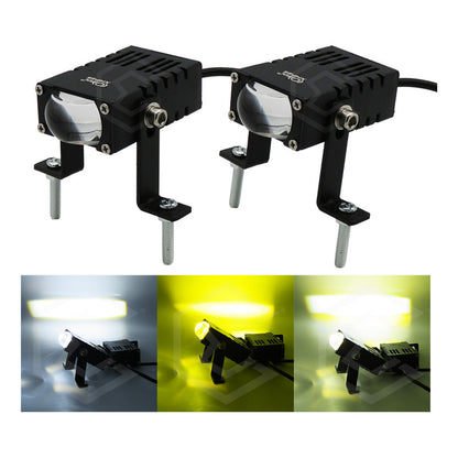 Par De Faros 6 Led Rectangular Lupa Blanco Ambar Flood 9-30v