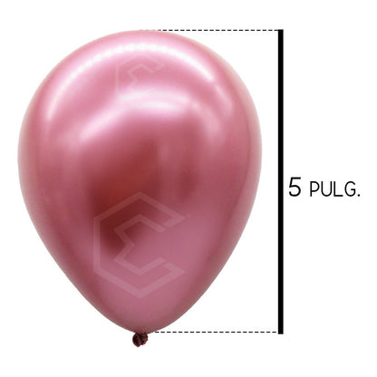 Bolsa 100 Globos Rosa Metalico #5 Adorno Fiestas Bodas Latex Rosa Metálico
