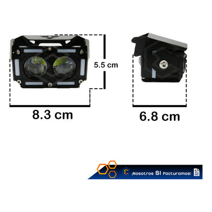 Par Faros 14 Led Con 2 Lupas Bicolor Fijo Ojo Demonio 12-24v
