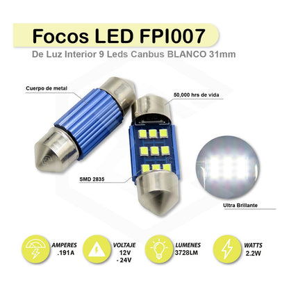 Par De Focos Luz Interior 18 Leds Canbus 31mm 36mm 39mm 41mm
