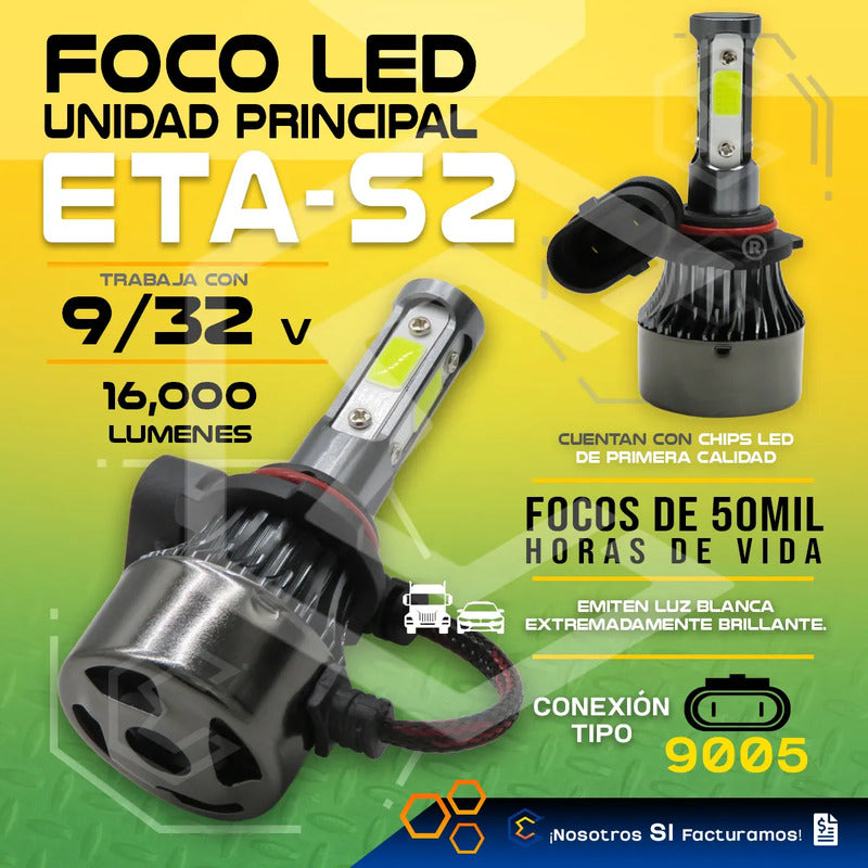 2 Focos Led 9005 4 Caras Ventilador Alta Baja 16000lm 9-32v 9005