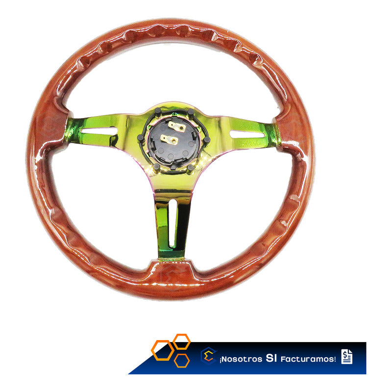 Volante De Madera Automotriz Universal Centro Tornasol 35cm