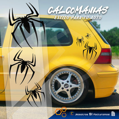 10 Calcomanía Spiderman Araña Sticker Vinil Auto Moto 3 Pzas