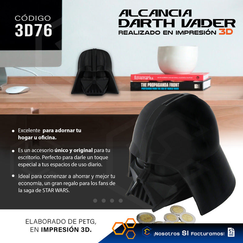 Alcancía Ahorro Darth Vader Star Wars Figura 17cm 3d Petg Negro