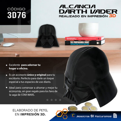 Alcancía Ahorro Darth Vader Star Wars Figura 17cm 3d Petg Negro