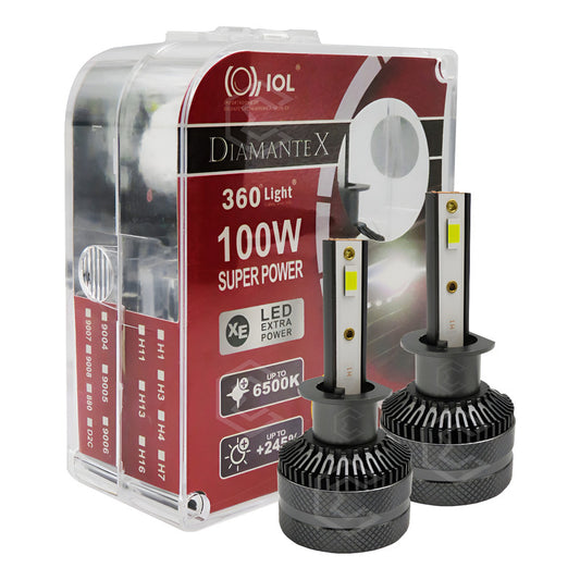 Kit Focos H1 12 Leds Csp 9-30v 43.1w Real Alta Baja 16000lm H1