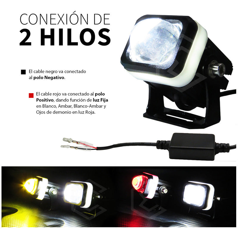 Par Faros 10 Leds Bicolor Rojo Con Lupa 4 Funciones 10-30v