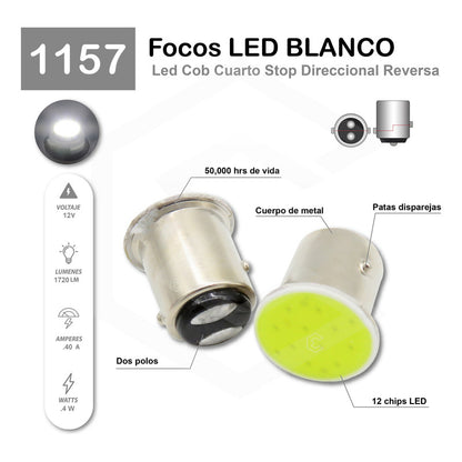 30 Focos 1156 1157 Led Cob Cuarto Stop Direccional Reversa