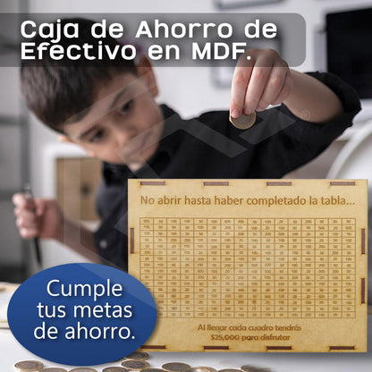 Alcancia Caja De Ahorro Con Objetivo 10k 25k 45k Dinero Mdf