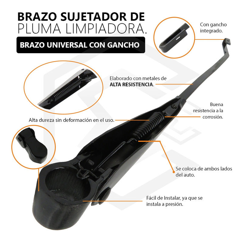 Par Brazos Limpia Parabrisas Universal Con Gancho Metalico