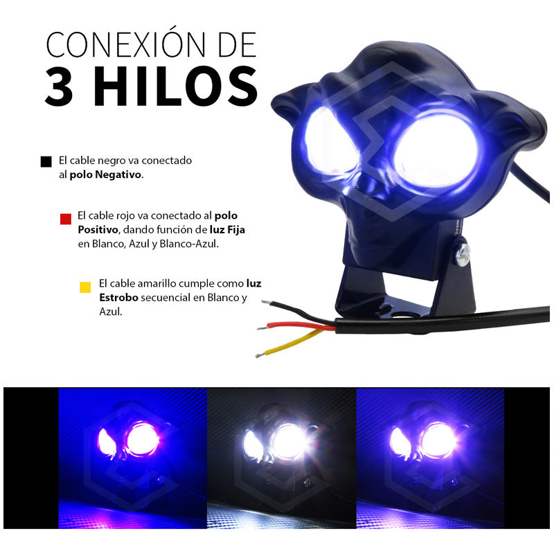 Par Faros 12 Leds 2 Lupas Bicolor Fijo Estrobo Duende 12-24v