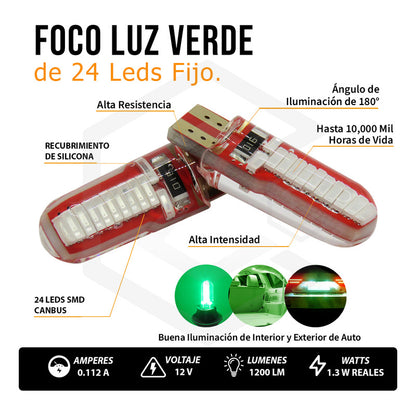 Par De Focos De Pellizco T10 W5w 24 Leds Canbus 12v Fijo