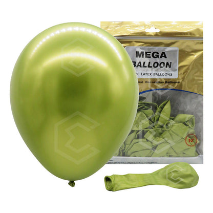 Bolsa 50 Globos Verde Claro Metalico #10 Fiestas Bodas Latex Verde Claro Metalico