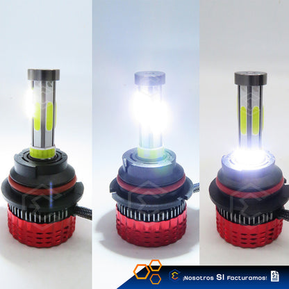 2 Focos Led 9004 Ventilador Alta Y Baja Aro 15,000lm 12-24v 9004