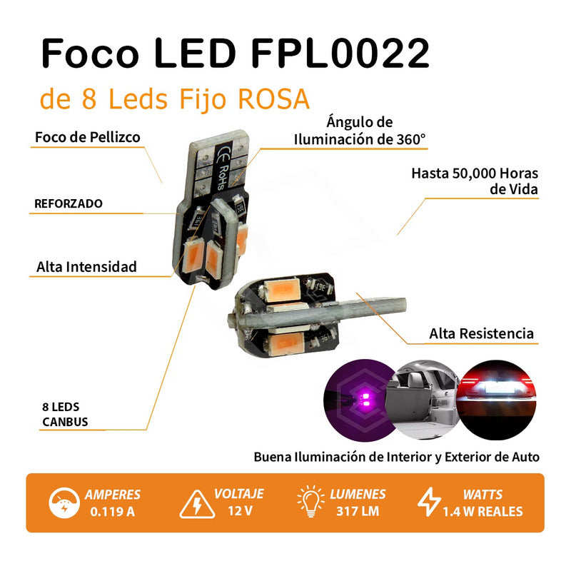 Kit 5 Par Focos De Pellizco 8 Led Canbus Alta Intensidad 12v