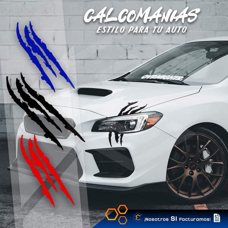 Calcomanía Arañazo Garra Sticker Vinil Auto Moto Jgo 2 Pieza
