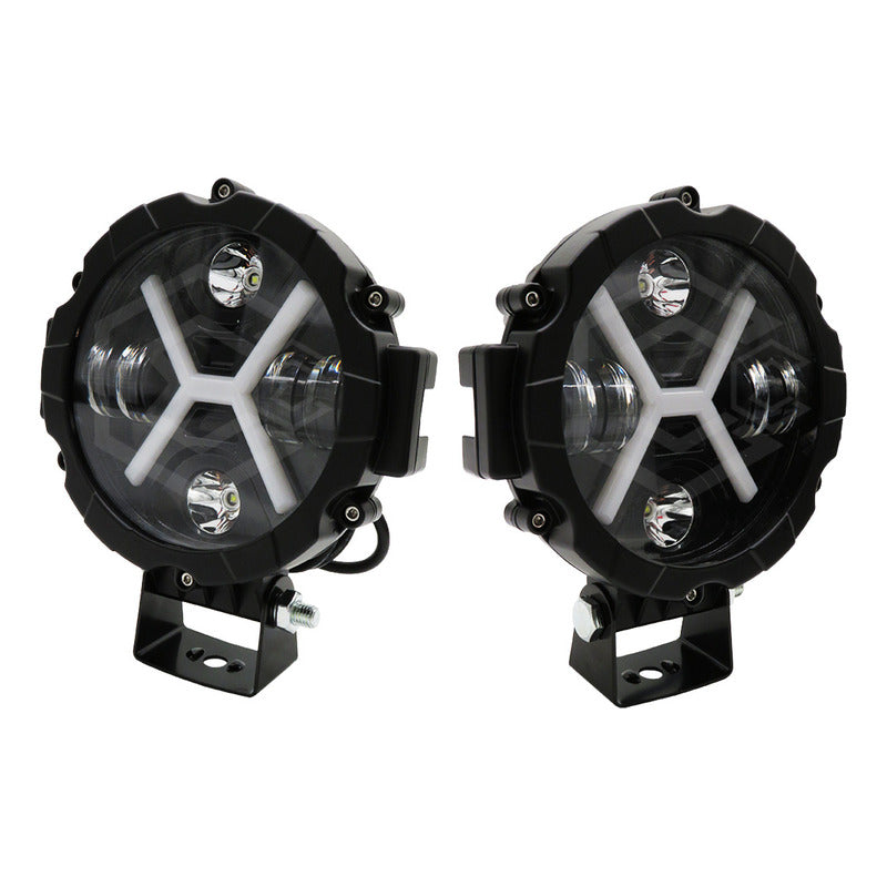 4 Faros De Led Auxiliar Luz Blanca En X 24000lm 6 Led 12-24v Blanco