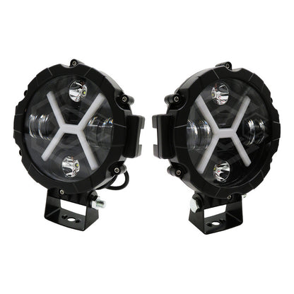 4 Faros De Led Auxiliar Luz Blanca En X 24000lm 6 Led 12-24v Blanco