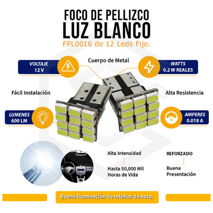 Par De Focos De Pellizco 12 Led Luz Interior Alta Intensidad