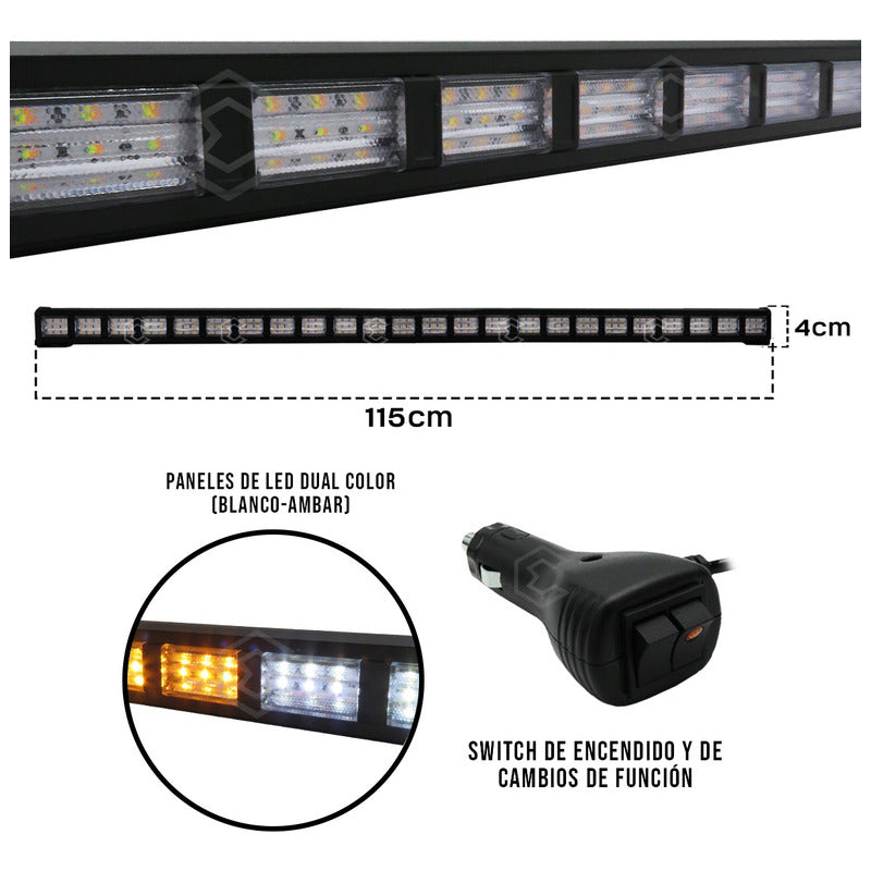 Barra 432 Led 19 Funciones 24 Módulos Bicolor Estrobo 12-24v