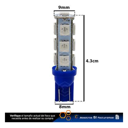 Kit 10 Focos Pellizco 13 Leds 5050 T10-158 Cuartos Stop 12v