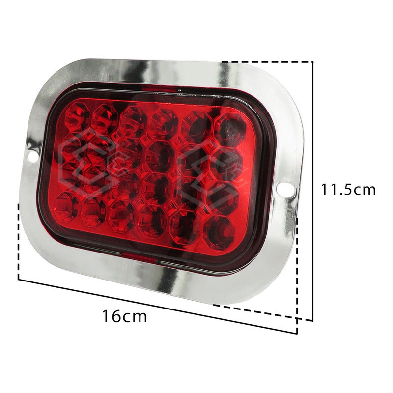 17 Plafón Calavera Rectangular 24 Led Bicel Cromado 12-24v