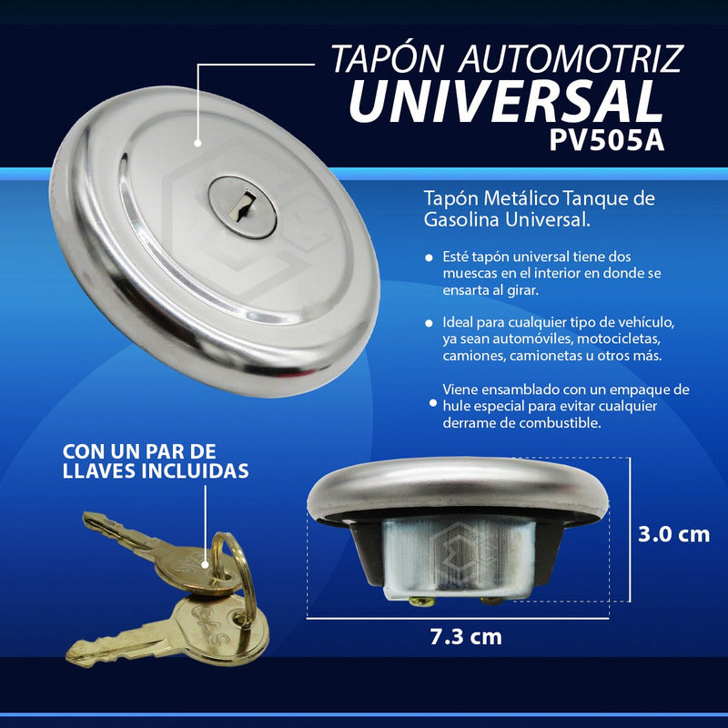 Tapón Tanque Gasolina Universal Con Llave Metal Cromado F4
