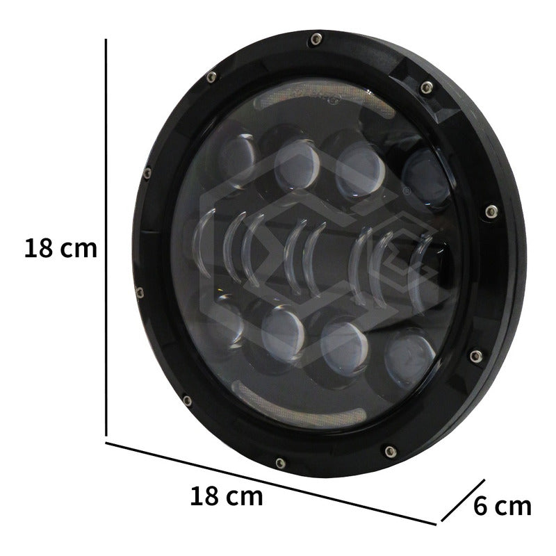 Par Faros Led 7'' Pulgadas Redondo Jeep Vocho 16 Lupa 12-24v