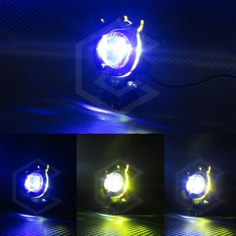 Par Faros 6 Leds 1 Lupa Bicolor Fijo Estrobo Cíclope 12-24v