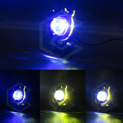 Par Faros 6 Leds 1 Lupa Bicolor Fijo Estrobo Cíclope 12-24v