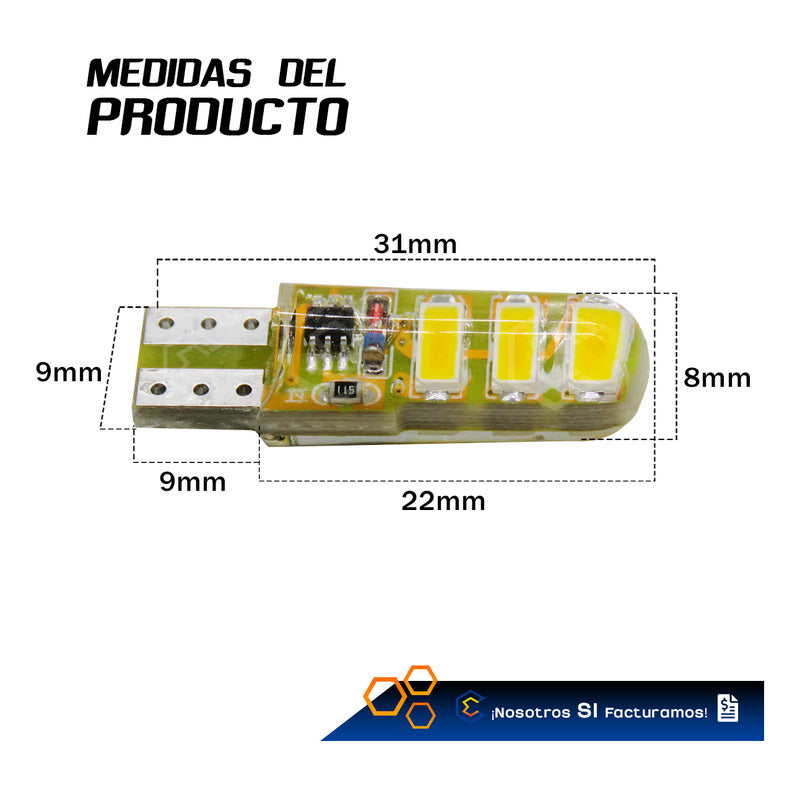 Par De Focos De Pellizco 6 Leds Smd T10 Gel Luz Estrobo 12v