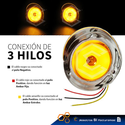 Par Plafon 9 Led Gel Redondo Bisel Cromo 2'' Estrobo 12-24v
