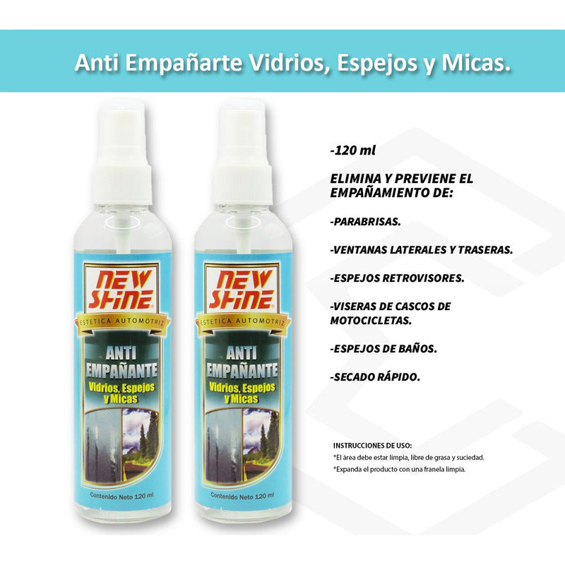 3 Antiempañante Vidrios Espejos Y Micas Cascos Cristales Trasparente