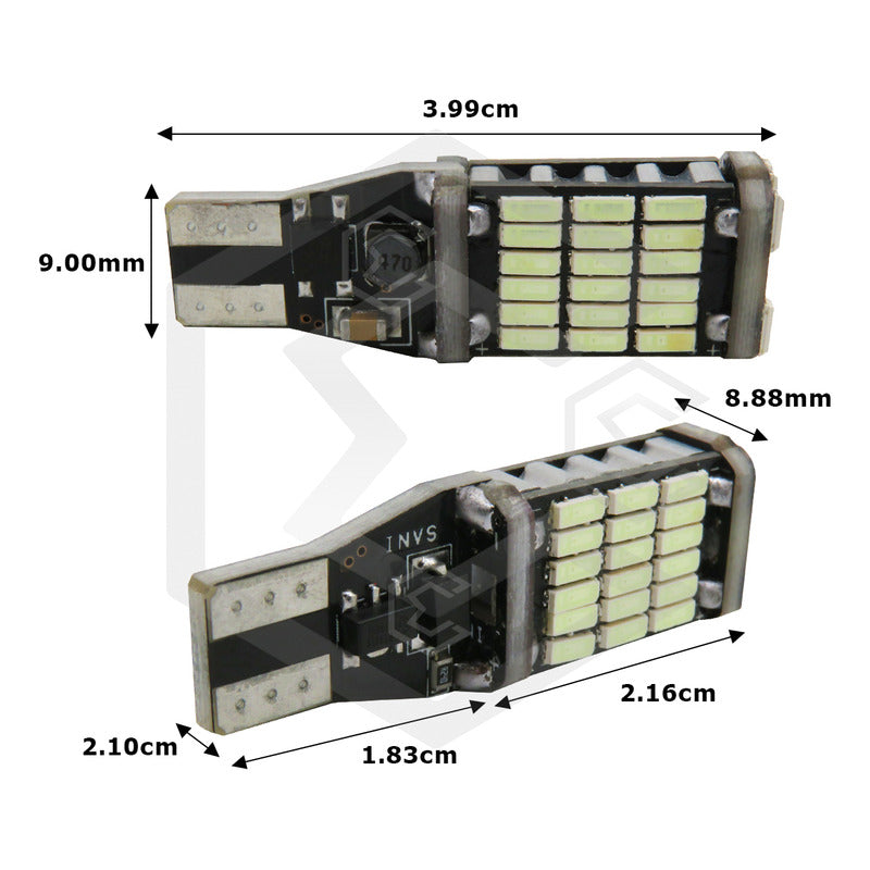 2pzs Focos Led T15 W16w Canbus 45 Smd 4014 1800lm Auto 12v